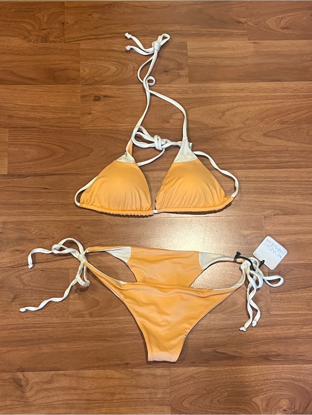 Monday Swimwear Two-Tone Orange & White Triangle Bikini - NWT - Size M